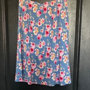 Orvis M Blue Floral A-Line Skirt elastic waist  silk lining  beautiful